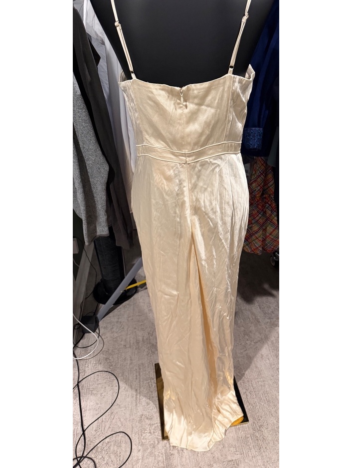 Nwt Shona Joy La Lune Cream Corded Ruched Maxi Dress, Usa 10 Bridal — image 3 of 8